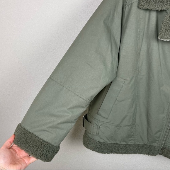 Old Navy Women's Large Sherpa-Lined Utility Jacket Dill Caper Green Coat - Picture 2 of 16